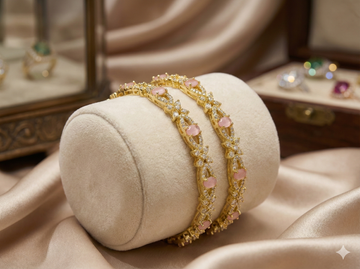 Floral Zircon Pink Gemstones Bangle
