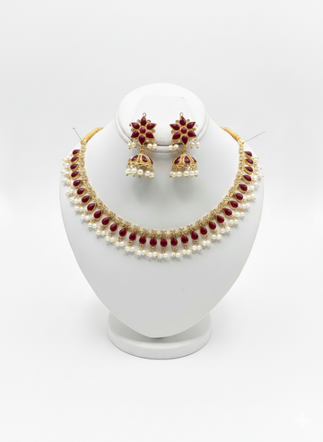 Rajasthani Maroon Polki Set