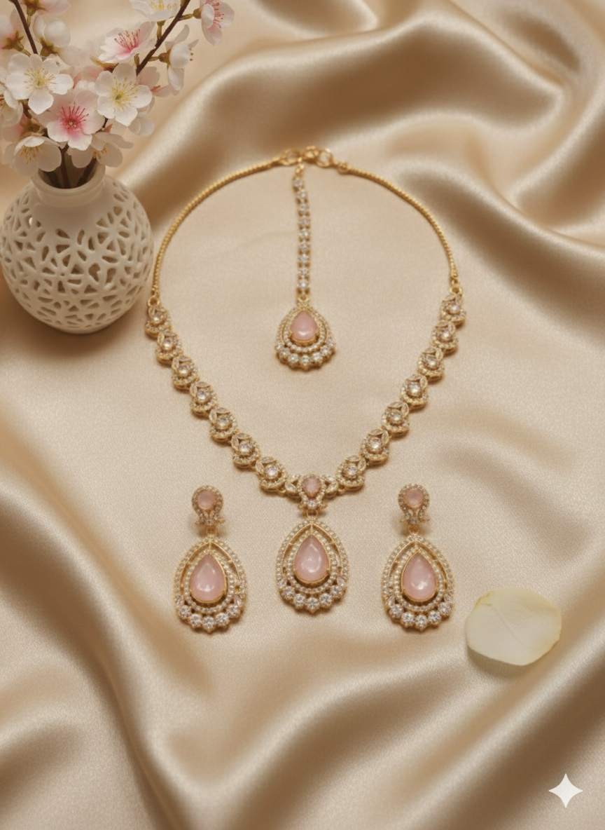 Gulnaar Pink Polki Set