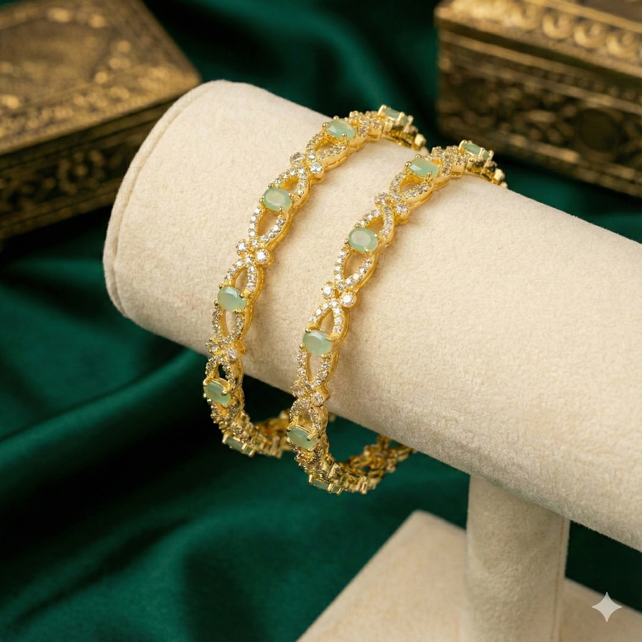 Floral Zircon Pink Gemstones Bangle