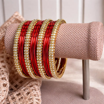 Shahi Laal Pearl Bangles